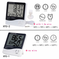 Oauee LCD elektroniczny cyfrowy miernik temperatury i wilgotności wewnętrzny termometr zewnętrzny higrometr stacja pogodowa z zegarem HTC-1 HTC-2 2